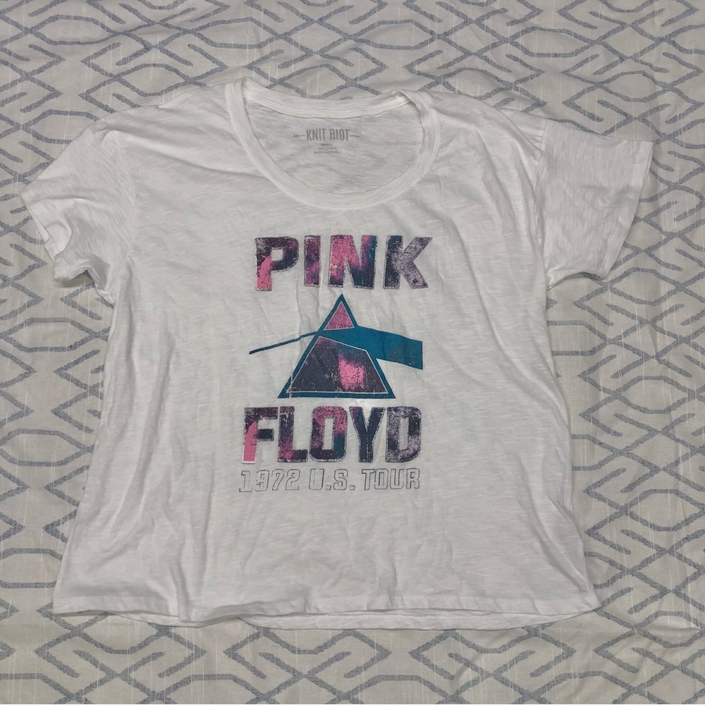 NEW knit riot Pink Floyd graphic tee white oversized band tshirt small tee
